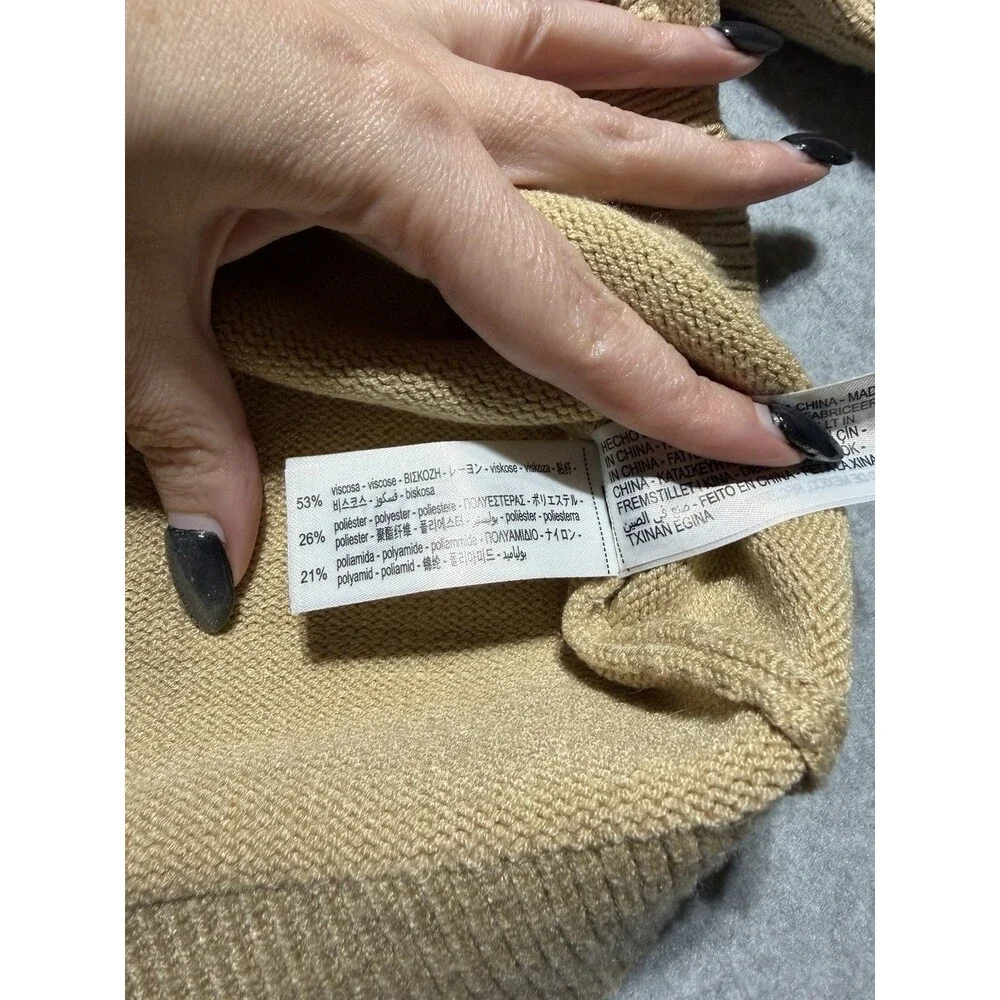 NWOT Zara Women’s Fitted Sweater Knit Short Sleeve Tan Size M